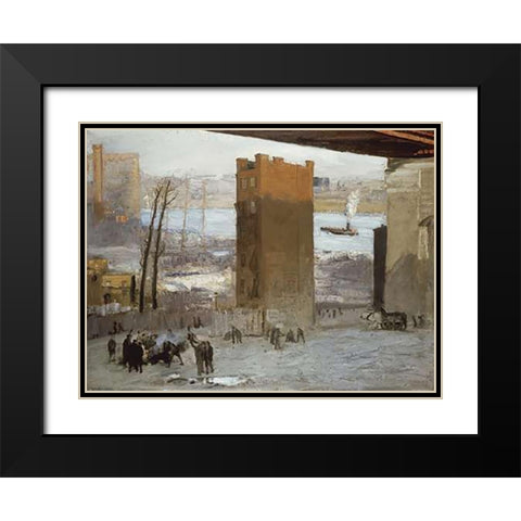 The Lone Tenement Black Modern Wood Framed Art Print with Double Matting by Bellows, George