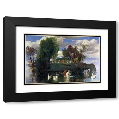 The Island of Life Black Modern Wood Framed Art Print with Double Matting by Bocklin, Arnold