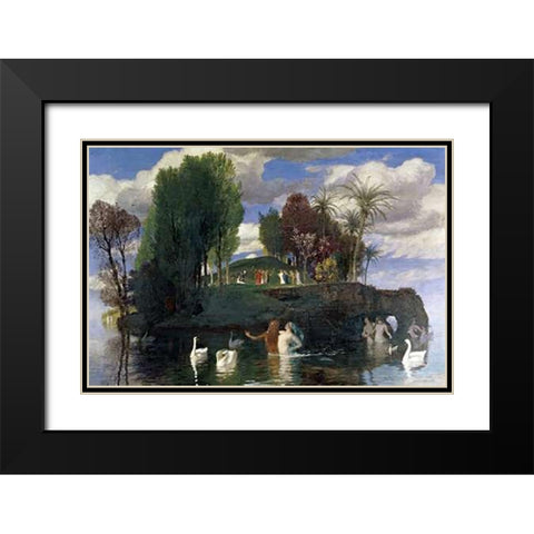 The Island of Life Black Modern Wood Framed Art Print with Double Matting by Bocklin, Arnold