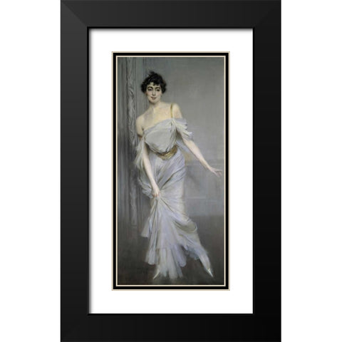 Madame Charles Max Black Modern Wood Framed Art Print with Double Matting by Boldini, Giovanni