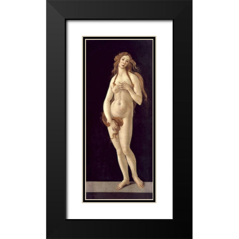 Venus Pudica Black Modern Wood Framed Art Print with Double Matting by Botticelli, Sandro