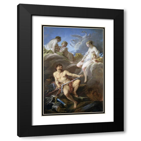 Venus Requesting Arms for Aeneas From Vulcan Black Modern Wood Framed Art Print with Double Matting by Boucher, Francois
