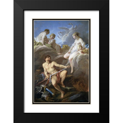Venus Requesting Arms for Aeneas From Vulcan Black Modern Wood Framed Art Print with Double Matting by Boucher, Francois