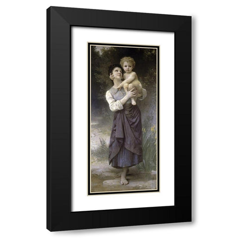 Brother and Sister Black Modern Wood Framed Art Print with Double Matting by Bouguereau, William-Adolphe