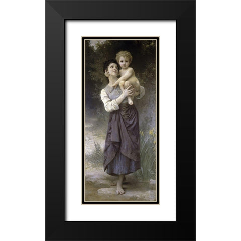 Brother and Sister Black Modern Wood Framed Art Print with Double Matting by Bouguereau, William-Adolphe