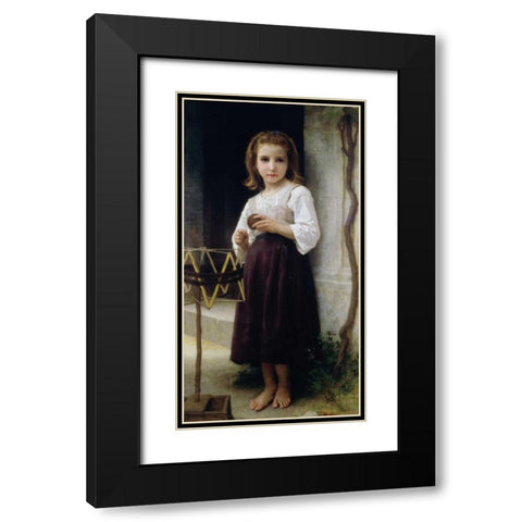 Child with a Ball of Wool Black Modern Wood Framed Art Print with Double Matting by Bouguereau, William-Adolphe