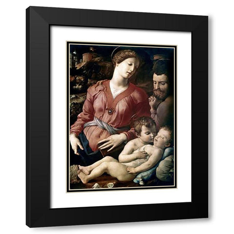 The Family Black Modern Wood Framed Art Print with Double Matting by Bronzino, Agnolo