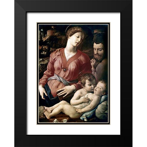 The Family Black Modern Wood Framed Art Print with Double Matting by Bronzino, Agnolo