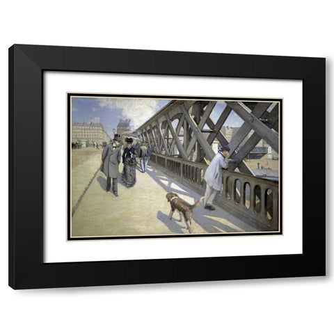 The Bridge of Europe Black Modern Wood Framed Art Print with Double Matting by Caillebotte, Gustave