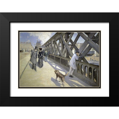 The Bridge of Europe Black Modern Wood Framed Art Print with Double Matting by Caillebotte, Gustave