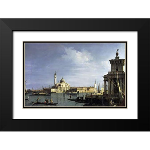 The Island of San Giorgio Maggiore, Venice Black Modern Wood Framed Art Print with Double Matting by Canaletto