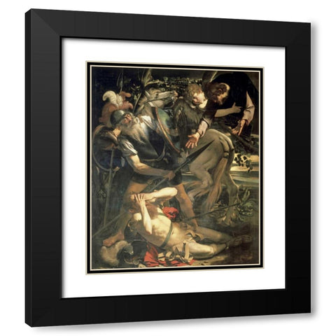 Conversion of St. Paul Black Modern Wood Framed Art Print with Double Matting by Caravaggio