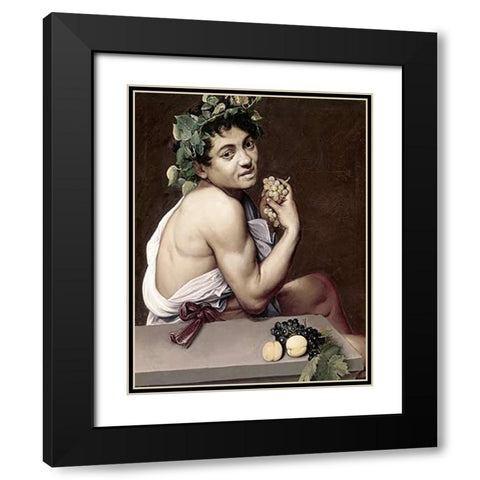 Sick Bacchus Black Modern Wood Framed Art Print with Double Matting by Caravaggio