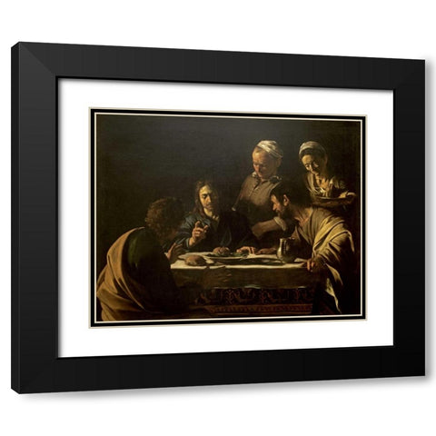 Supper at Emmaus Black Modern Wood Framed Art Print with Double Matting by Caravaggio