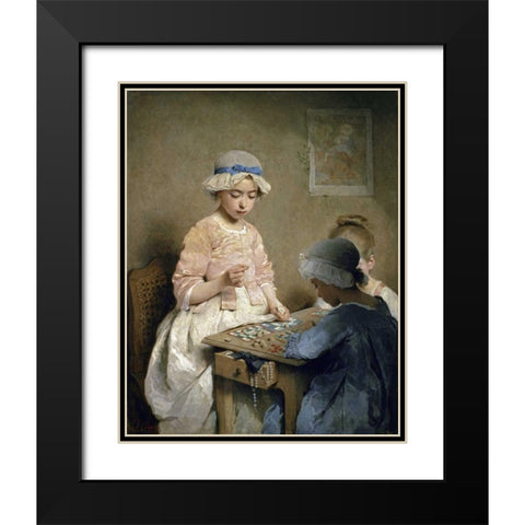 A Game of Chance Black Modern Wood Framed Art Print with Double Matting by Chaplin, Charles