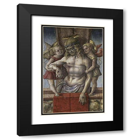Lamentation Over The Dead Museumist with Two Angles Black Modern Wood Framed Art Print with Double Matting by Crivelli, Carlo