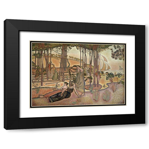 Evening Breeze Black Modern Wood Framed Art Print with Double Matting by Cross, Henri Edmond