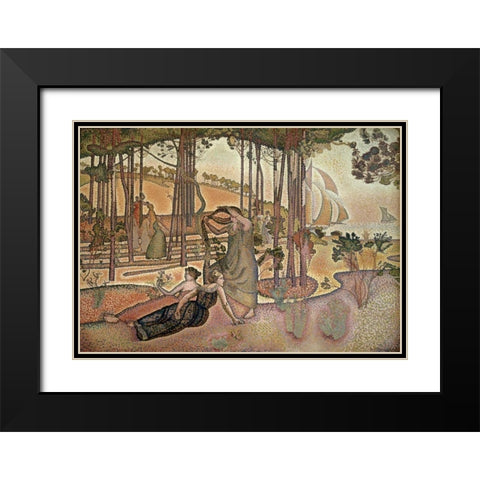 Evening Breeze Black Modern Wood Framed Art Print with Double Matting by Cross, Henri Edmond
