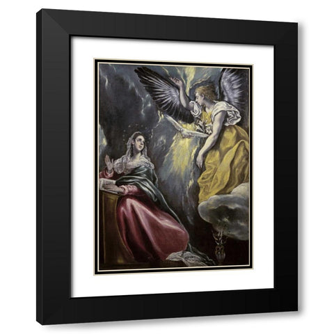 The Annunciation Black Modern Wood Framed Art Print with Double Matting by El Greco