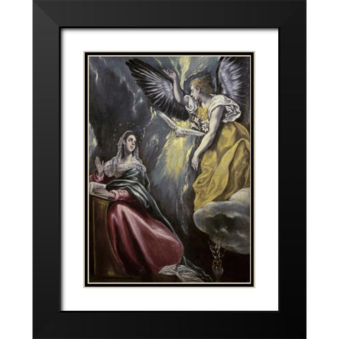 The Annunciation Black Modern Wood Framed Art Print with Double Matting by El Greco