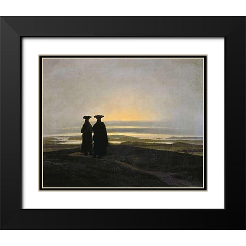 Sunset (Brothers) Black Modern Wood Framed Art Print with Double Matting by Friedrich, Caspar David