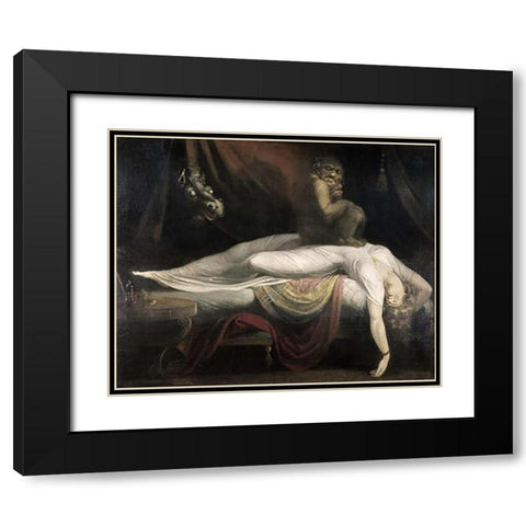 The Nightmare Black Modern Wood Framed Art Print with Double Matting by Fuseli, Henry