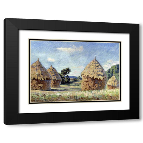 Les Meules Black Modern Wood Framed Art Print with Double Matting by Guillaumin, Armand