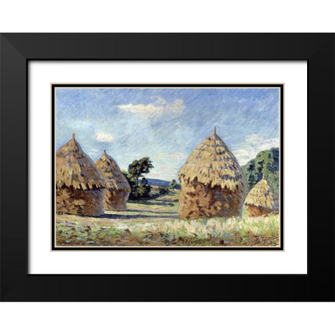 Les Meules Black Modern Wood Framed Art Print with Double Matting by Guillaumin, Armand