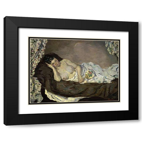 Reclining Nude Black Modern Wood Framed Art Print with Double Matting by Guillaumin, Armand