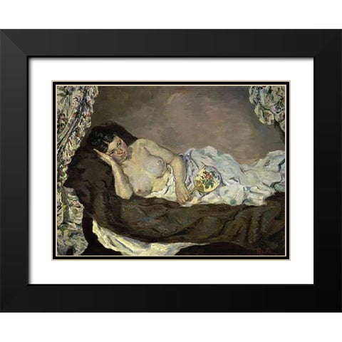 Reclining Nude Black Modern Wood Framed Art Print with Double Matting by Guillaumin, Armand