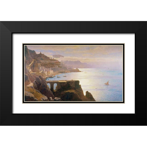 Amalfi Coast S.L.L. Black Modern Wood Framed Art Print with Double Matting by Haseltine, William Stanley