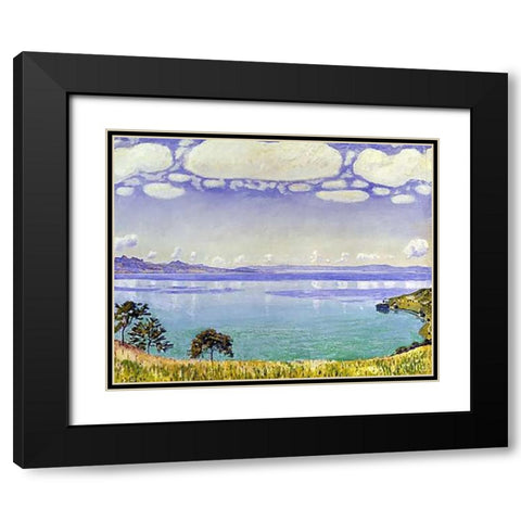 Leman Lake seen from Chexbre Black Modern Wood Framed Art Print with Double Matting by Hodler, Ferdinand