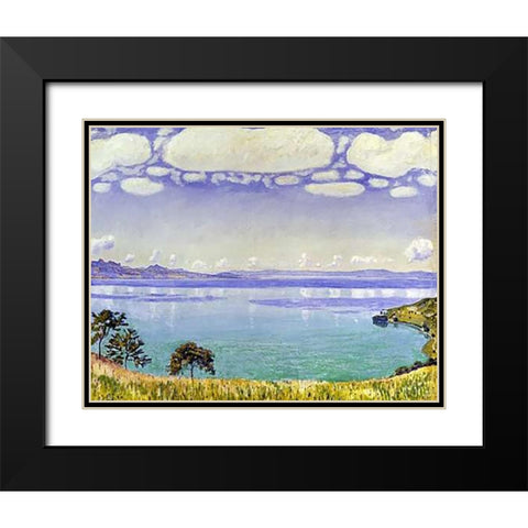 Leman Lake seen from Chexbre Black Modern Wood Framed Art Print with Double Matting by Hodler, Ferdinand