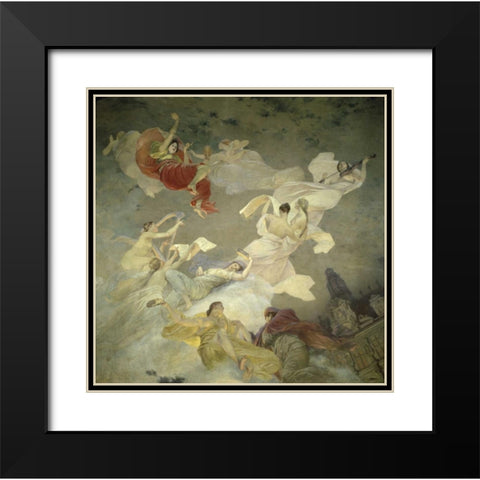 Muses of Paris Black Modern Wood Framed Art Print with Double Matting by Lefebvre, Jules Joseph