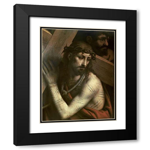 Museumist Bearing His Cross Black Modern Wood Framed Art Print with Double Matting by Luini, Bernardino
