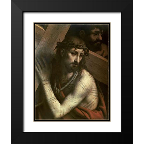 Museumist Bearing His Cross Black Modern Wood Framed Art Print with Double Matting by Luini, Bernardino