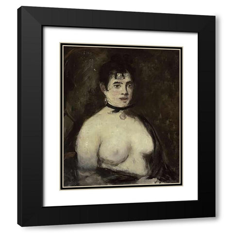 La brune aux seins nus, 1872 Black Modern Wood Framed Art Print with Double Matting by Manet, Edouard