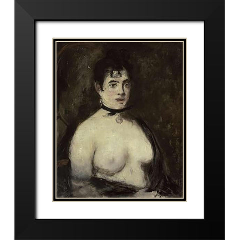 La brune aux seins nus, 1872 Black Modern Wood Framed Art Print with Double Matting by Manet, Edouard