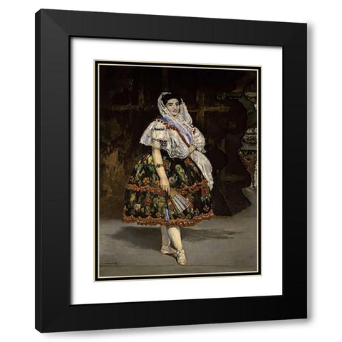 Lola de Valence Black Modern Wood Framed Art Print with Double Matting by Manet, Edouard