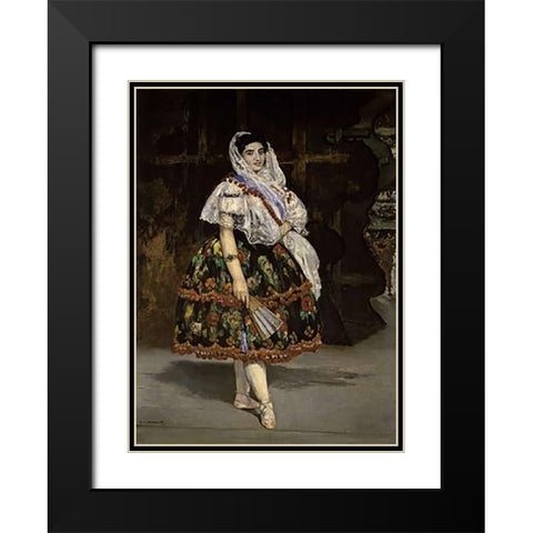 Lola de Valence Black Modern Wood Framed Art Print with Double Matting by Manet, Edouard