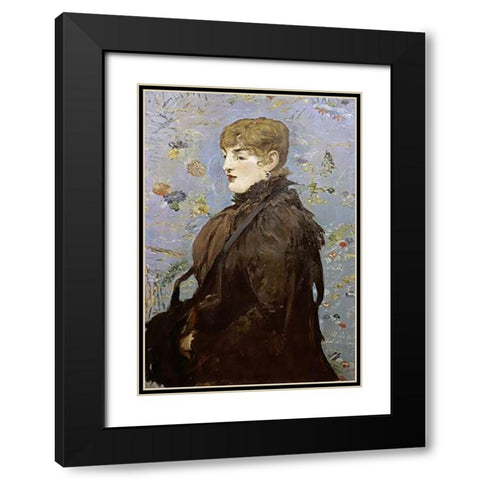 Merry Laurent Black Modern Wood Framed Art Print with Double Matting by Manet, Edouard