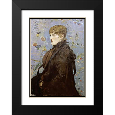 Merry Laurent Black Modern Wood Framed Art Print with Double Matting by Manet, Edouard