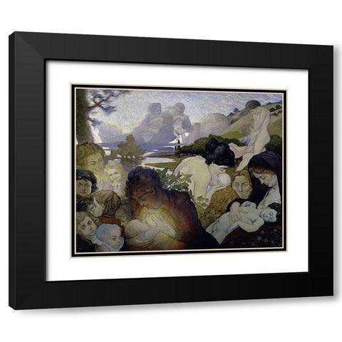 Motherhood Black Modern Wood Framed Art Print with Double Matting by Maurin, Charles