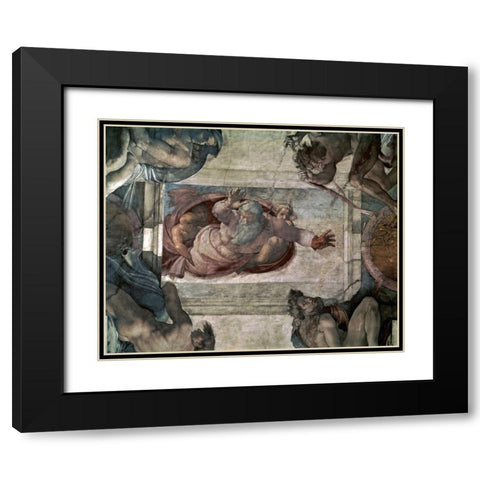 God Separating the Waters Black Modern Wood Framed Art Print with Double Matting by Michelangelo