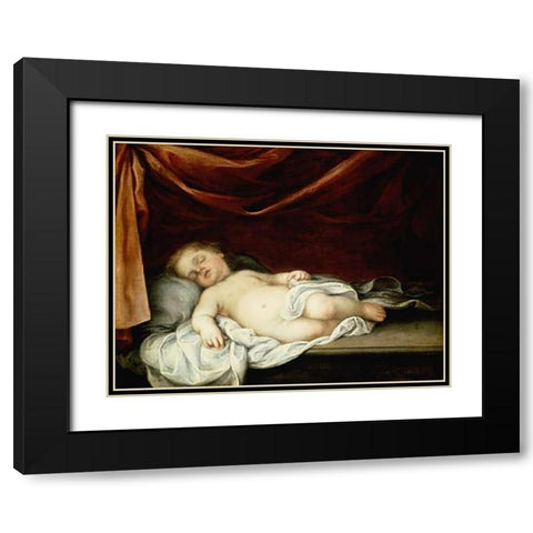 The Museumist Child Asleep Black Modern Wood Framed Art Print with Double Matting by Murillo, Bartolome Esteban
