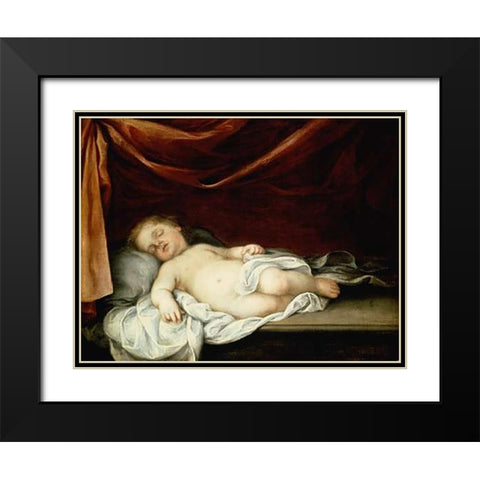 The Museumist Child Asleep Black Modern Wood Framed Art Print with Double Matting by Murillo, Bartolome Esteban