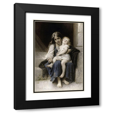 Sisters Black Modern Wood Framed Art Print with Double Matting by Perrault, Leon Jean Basile