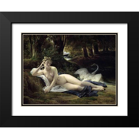Leda Black Modern Wood Framed Art Print with Double Matting by Picot, Francois Eduard