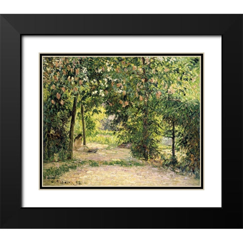 The Garden in Springtime at Eragny Black Modern Wood Framed Art Print with Double Matting by Pissarro, Camille