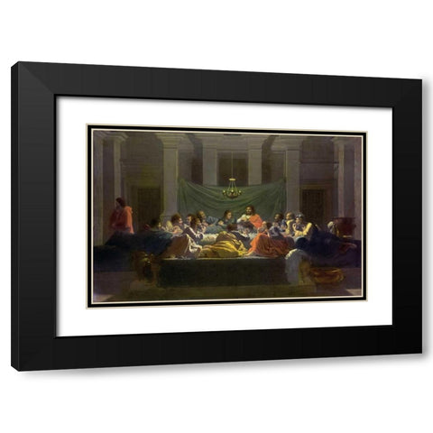 The Last Supper Black Modern Wood Framed Art Print with Double Matting by Poussin, Nicolas